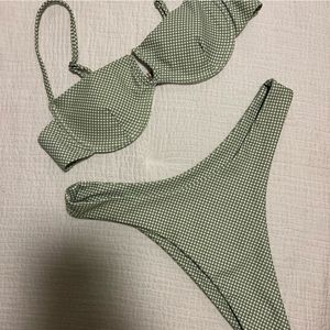 Green polkadot bikini